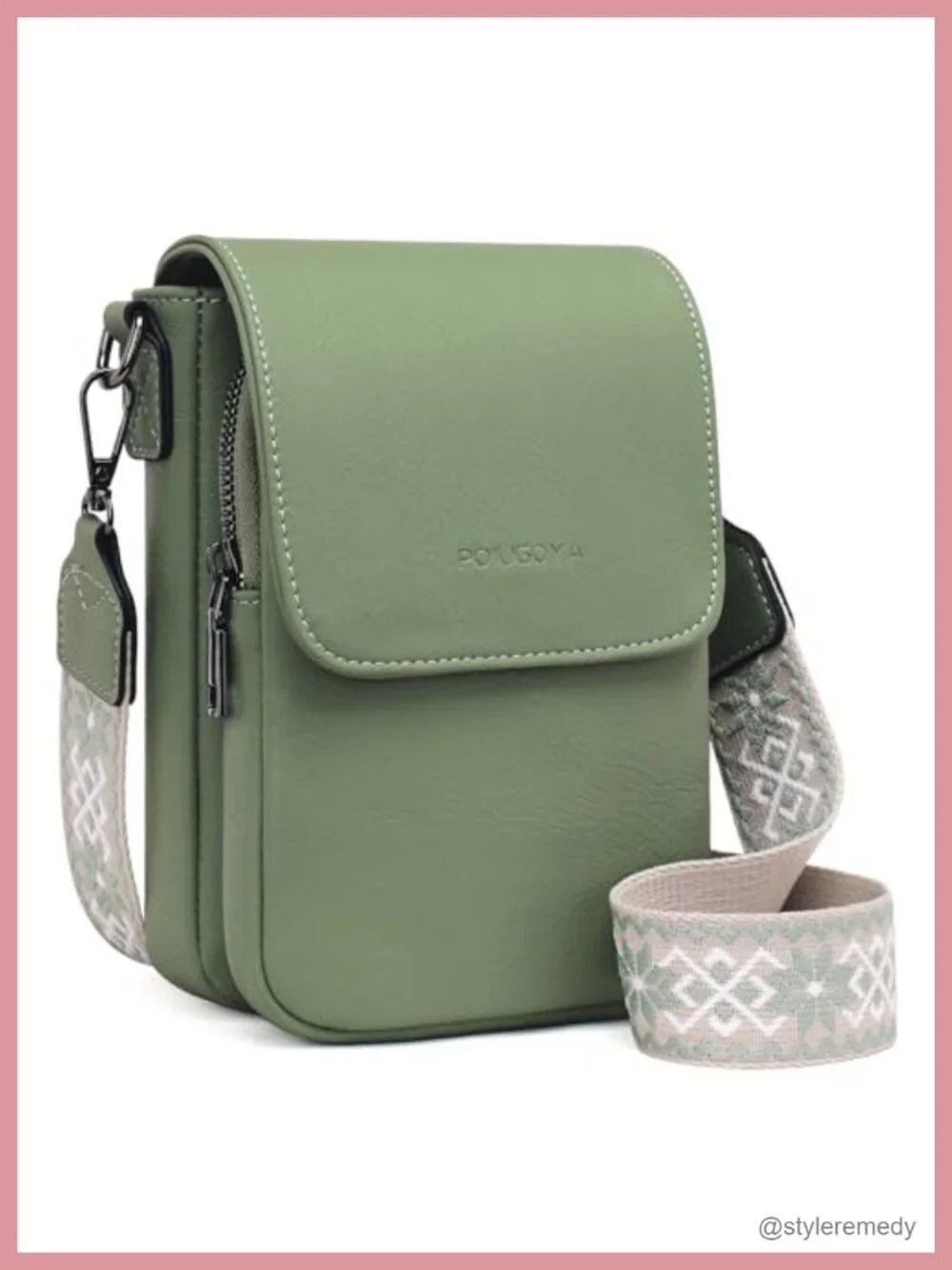 Small Crossbody Purse with Triple Compartments, Vegan Leather Cell Phone Wallet